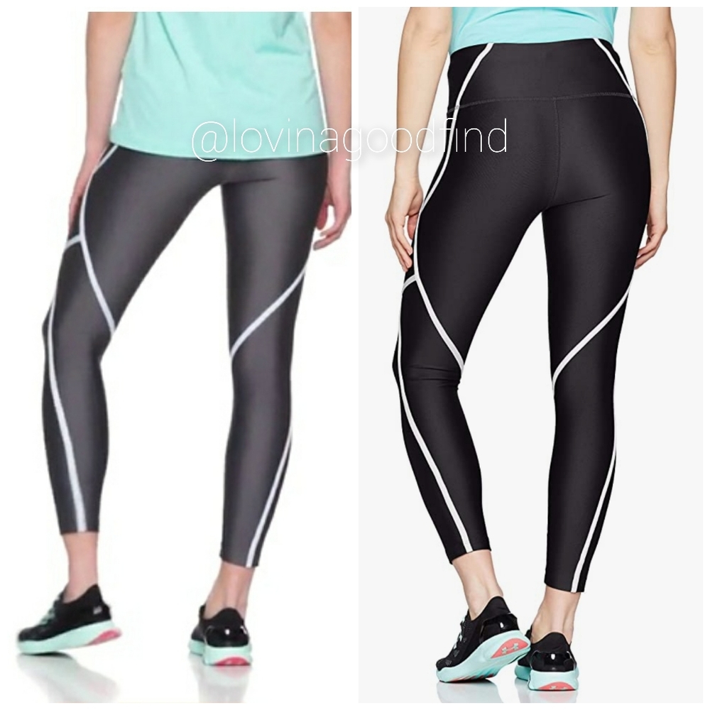 Under Armour Black White Gray Color Blocking Leggings EUC sz L